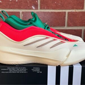 New Adidas Dame 9 Cream Green Red Size 8 Mens Sneakers Basketball Shoes